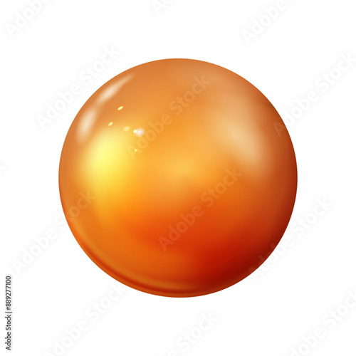 orange sphere, ball. Mock up of clean round the realistic object, orb icon. Design decoration round shape, geometric simple, figure circle form. Isolated on white background, vector illustration.