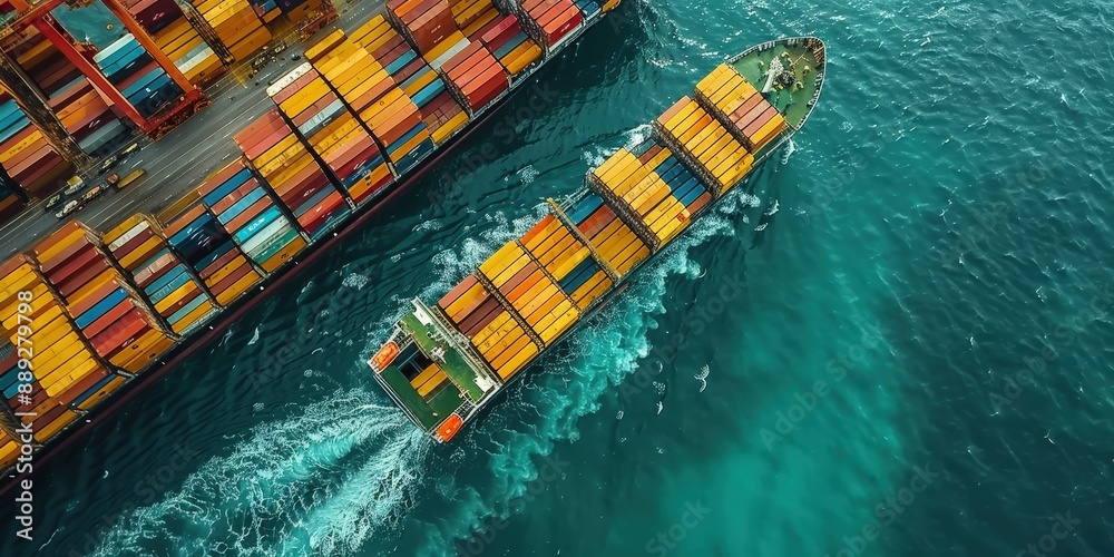 Fototapeta premium Cargo Ship Sailing on the Ocean