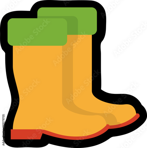 autumn yellow rubber boots icon in cartoon style