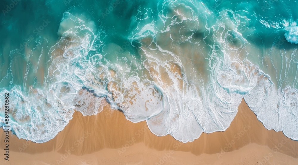 Sandy Beach with Gentle Ocean Waves from Above Sandy Beach with Gentle Ocean Waves from Above