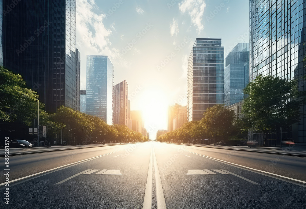 Sunrise in a Modern Urban Street
