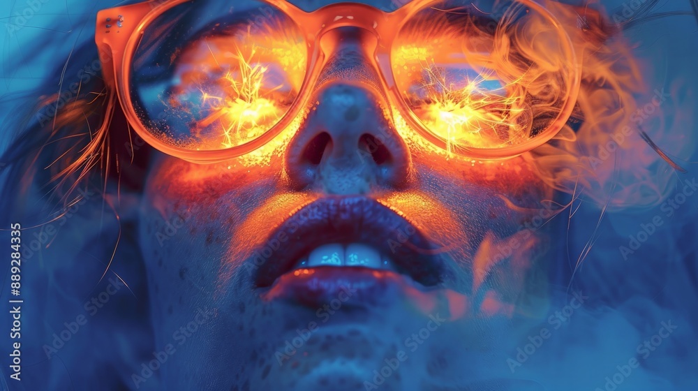Successful Artist: Illustrate a successful artist with a creative spark in their eyes, isolated on a light blue background, representing artistic achievement.