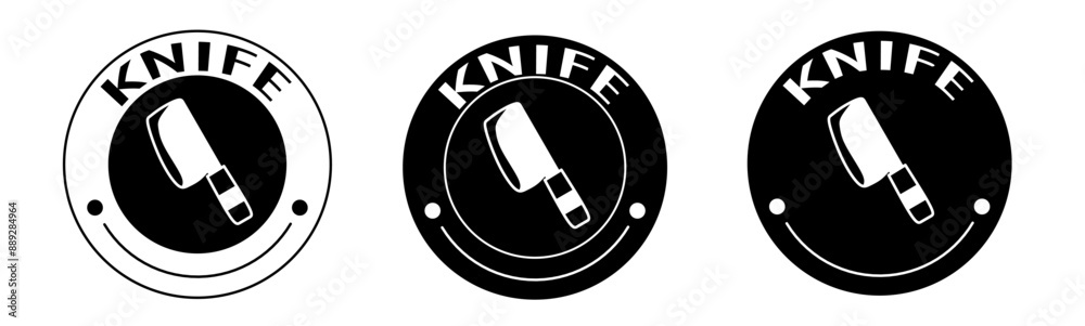 Black and white illustration of knife icon in flat. Stock vector. Black and white illustration of knife icon in flat. Stock vector.