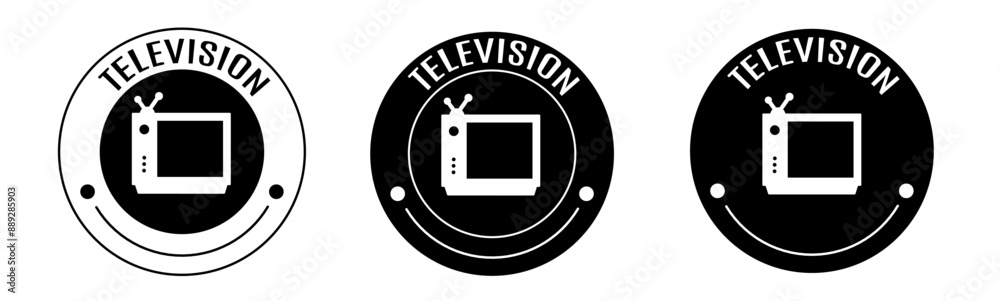 Black and white illustration of television icon in flat. Stock vector. Black and white illustration of television icon in flat. Stock vector.
