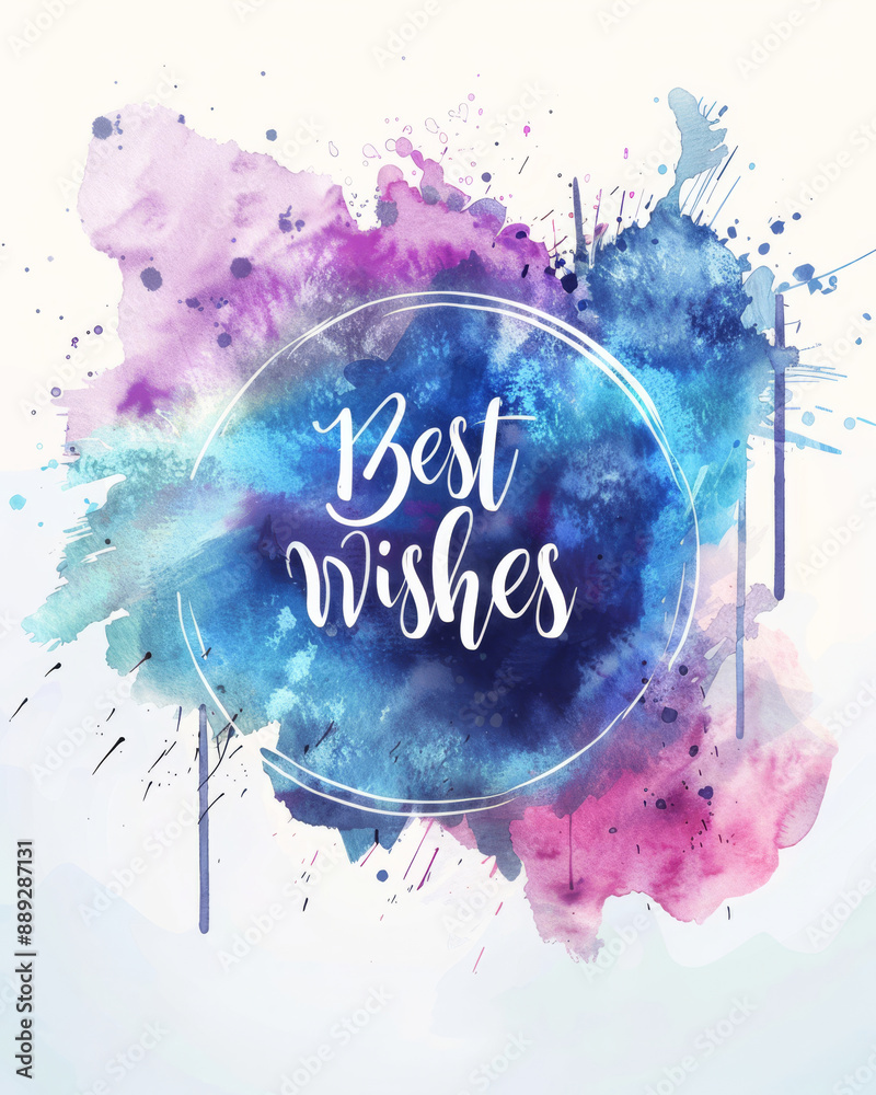 Best wishes - calligraphy text on background with watercolor splashes Best wishes - calligraphy text on background with watercolor splashes
