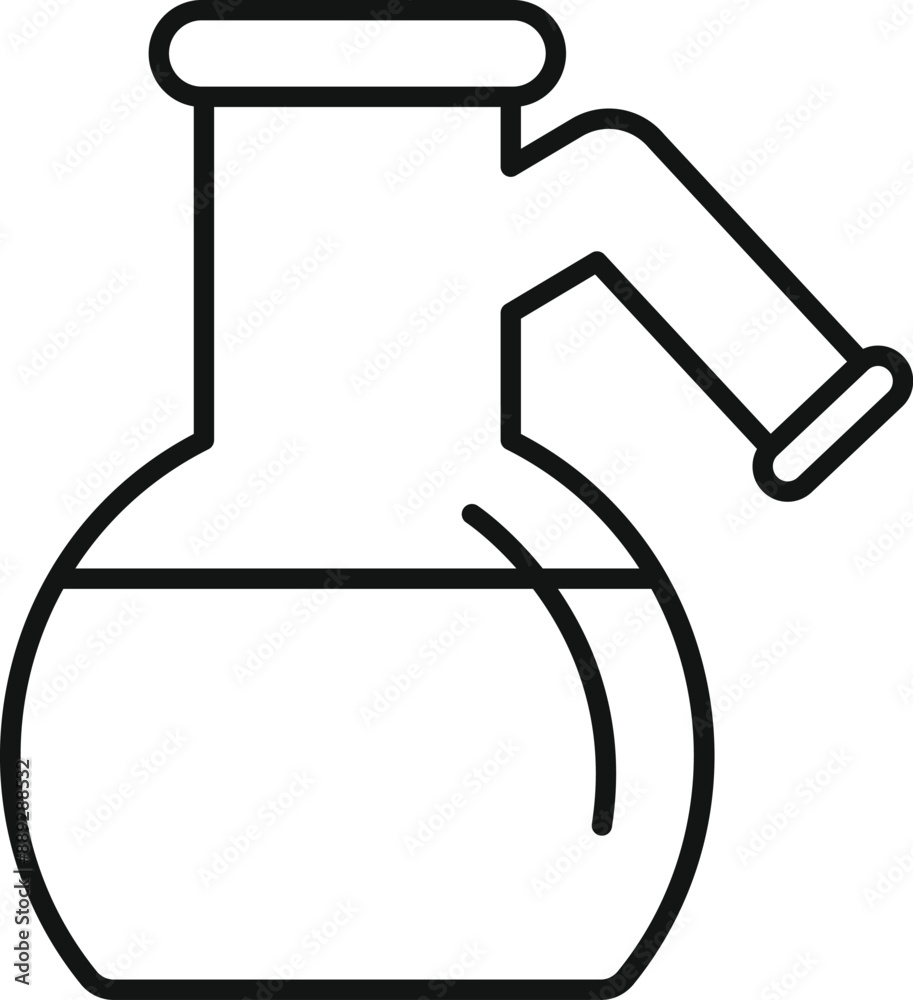 Line drawing of laboratory glassware containing liquid with an output spout Line drawing of laboratory glassware containing liquid with an output spout