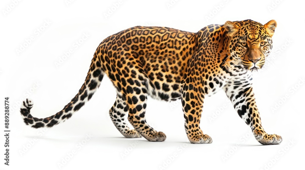 Obraz premium Leopard full body on white background