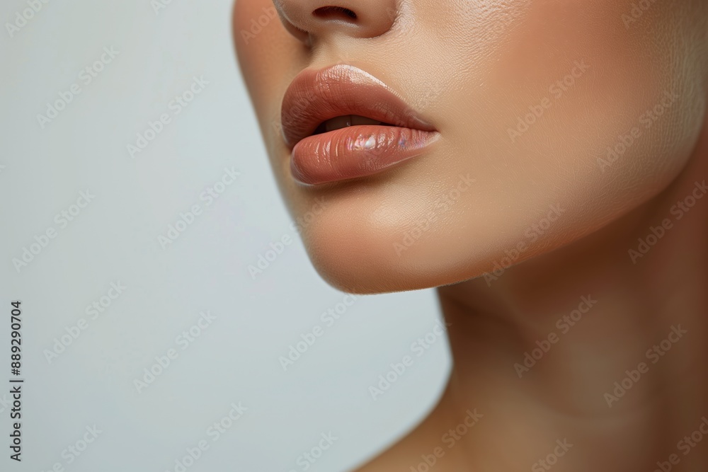 model with perfect skin, focus on lips and neck model with perfect skin, focus on lips and neck