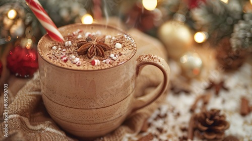 Wallpaper Mural a cup of hot chocolate with a candy cane in it Torontodigital.ca