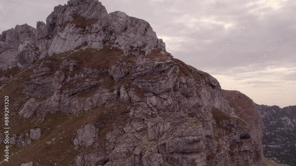 Aerial view of rugged mountain peaks in autumn, Durmitor, Montenegro. Aerial view of rugged mountain peaks in autumn, Durmitor, Montenegro.