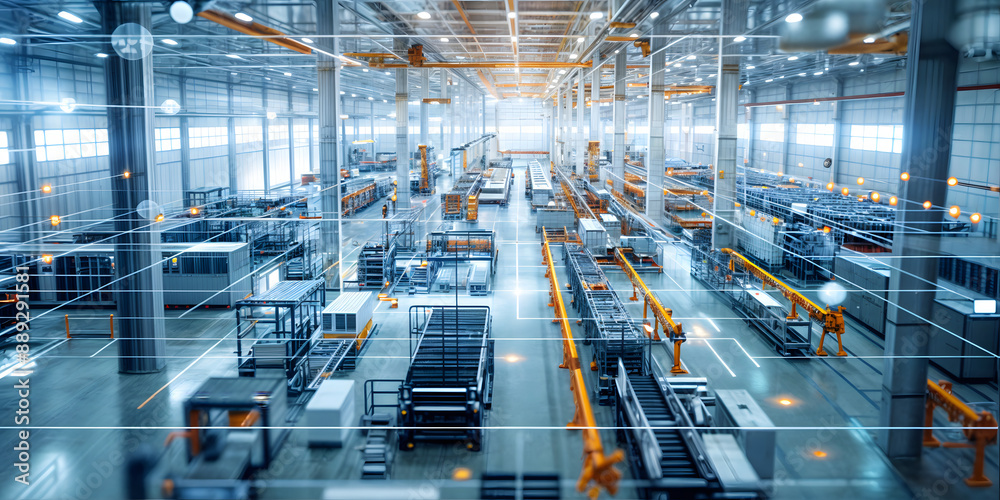 Modern automated factory interior with advanced machinery Modern automated factory interior with advanced machinery