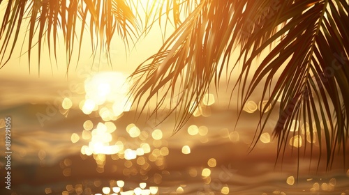 An illustration of a beach sunset scene with sea water and sand, a tranquil nature background and vacation concept with sand and water.