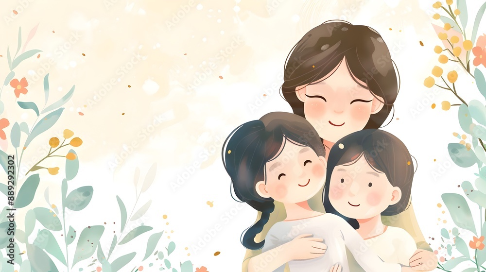 Happy family embracing with love and joy in a cozy home setting