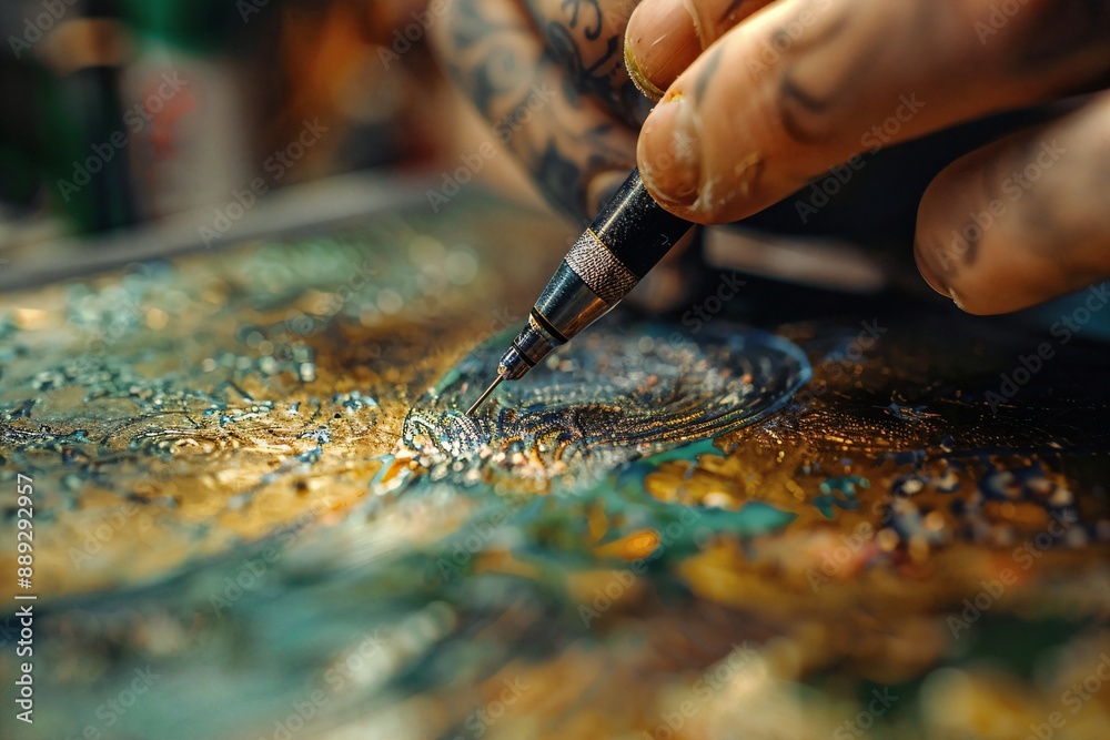 a close up of a person writing on a piece of art a close up of a person writing on a piece of art