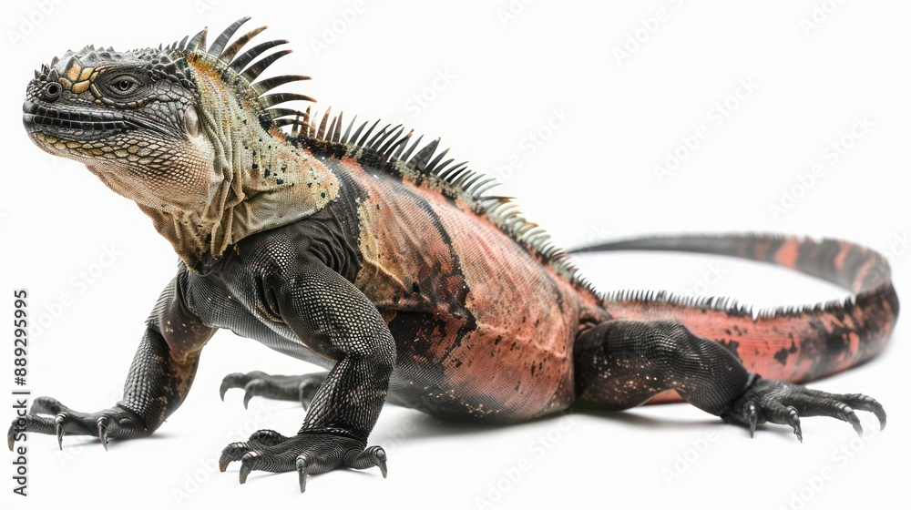 Obraz premium Marine Iguana full body on white background