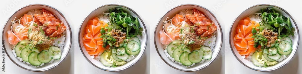 Poke bowl with salmon on a transparent background Hyperrealistic highly detailed PNG file Poke bowl with salmon on a transparent background Hyperrealistic highly detailed PNG file
