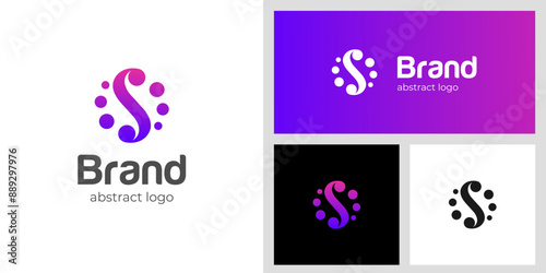 Abstract letter S dots identity logo design with circle round graphic for biotech, DNA symbol vector illustration