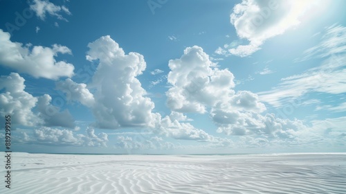 A beautiful tropical beach with a blue sky and white clouds abstract texture background. Copy space for a summer vacation and business vacation.