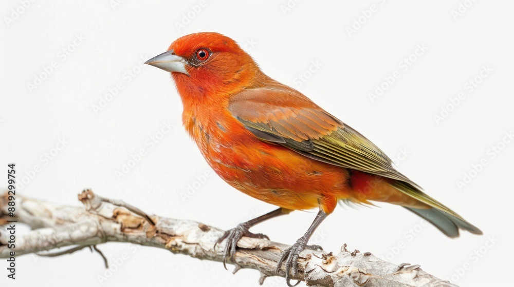 Fototapeta premium Hepatic Tanager red full body on white background
