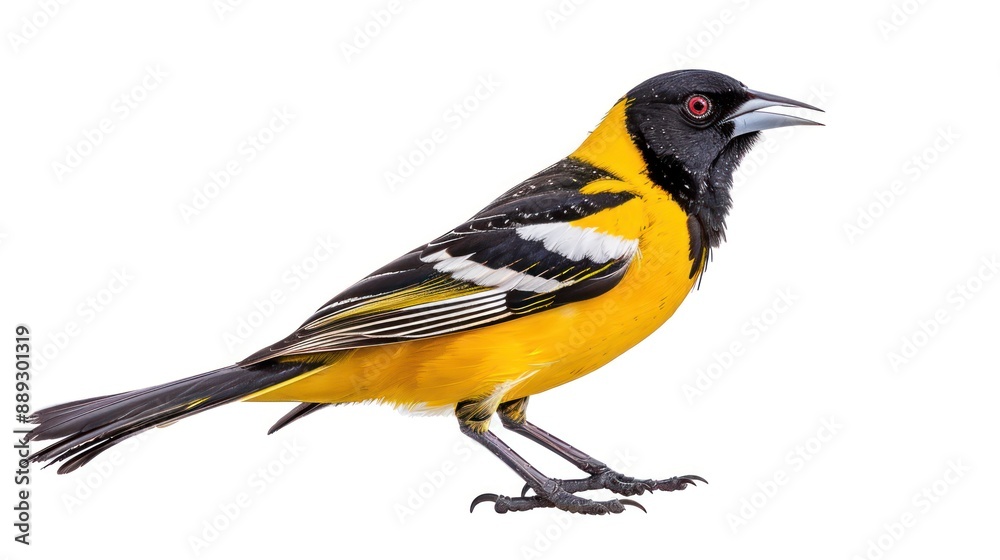 Naklejka premium Hooded Oriole full body on white background