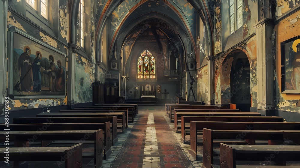Fototapeta premium Interior of the old cathedral, church