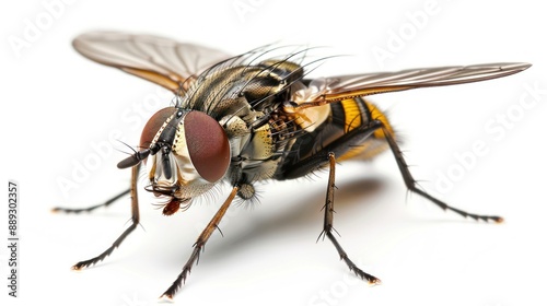 Housefly full body on white background