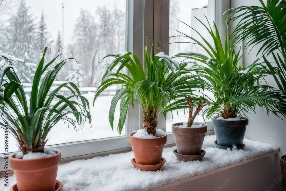 A fragment of the interior with potted indoor plants. Landscaping of the house. The concept of indoor plants and urban jungle. A fragment of the interior with potted indoor plants. Landscaping of the house. The concept of indoor plants and urban jungle.