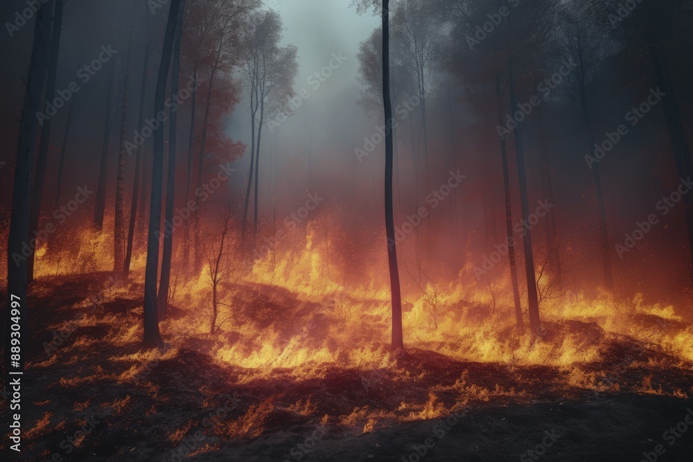 Concept image climate change forest fires Concept image climate change forest fires
