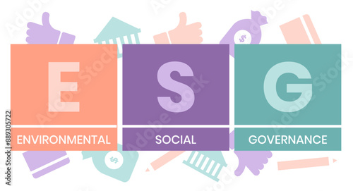 ESG concept of environmental, social and governance in sustainable and ethical business, vector illustration