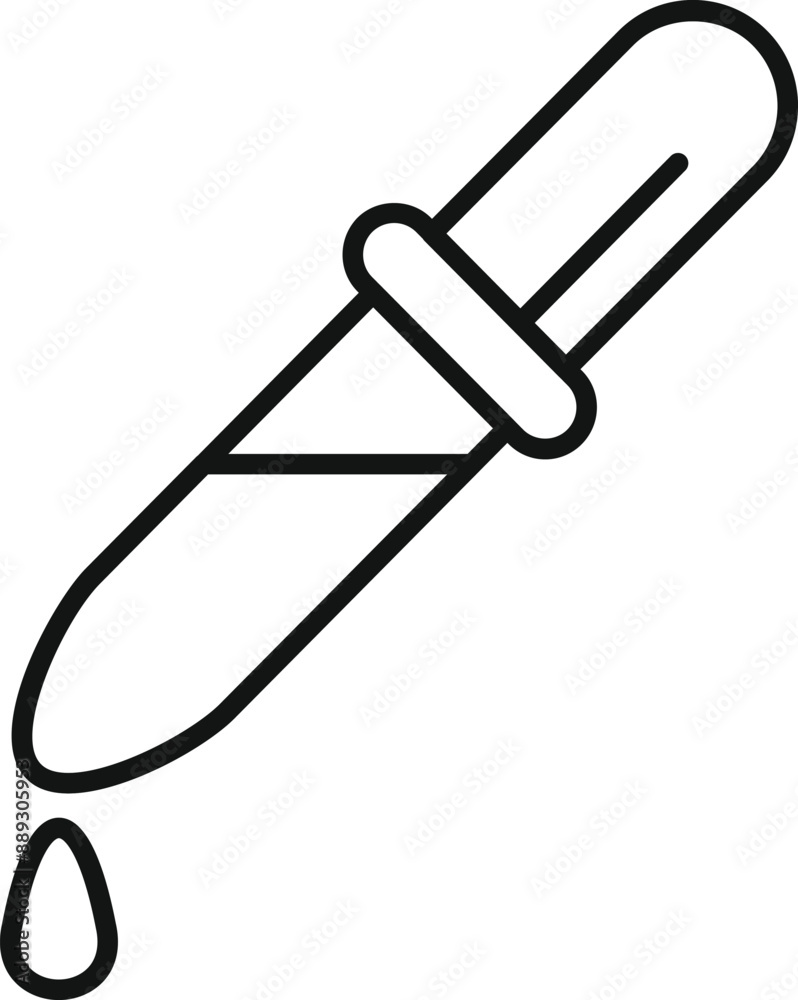 Simple bold outline icon of a chemical dropper with liquid dripping from it Simple bold outline icon of a chemical dropper with liquid dripping from it