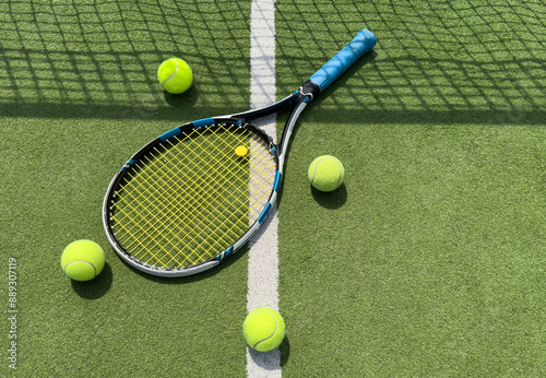 Tennis is a racket sport that is strung with cord to strike a rubber ball. Tennis is an Olympic sport and is played at all levels of society. The modern game of tennis originated in England,  photo
