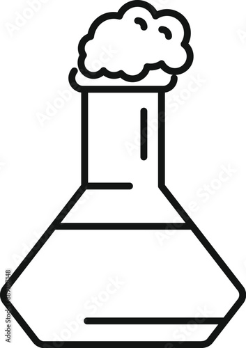 Line drawing of a chemical reaction creating foam in an erlenmeyer flask