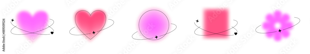 Modern design templates of Valentines day and Love card, banner, poster, cover set. y2k backgrounds. 