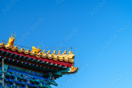 Decoration details of roof of palaces in Zhongshan Park photo