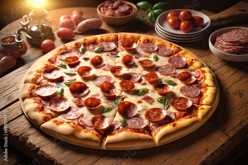 Wallpaper Mural pizza with salami and tomatoes Torontodigital.ca