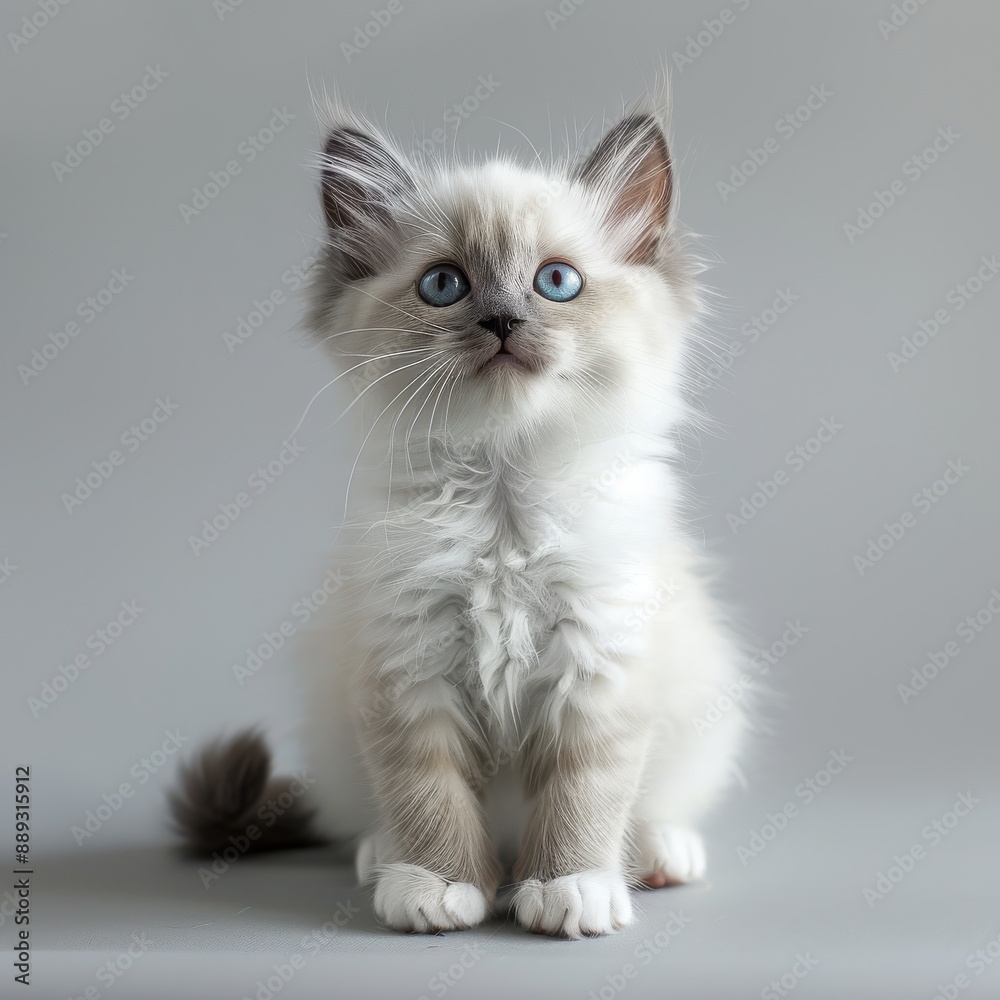 A cat, gray background, realistic, commercial photograph A cat, gray background, realistic, commercial photograph