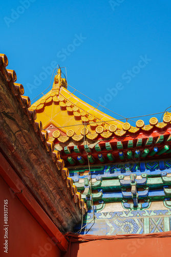 Decoration details of roof of palaces in Zhongshan Park photo