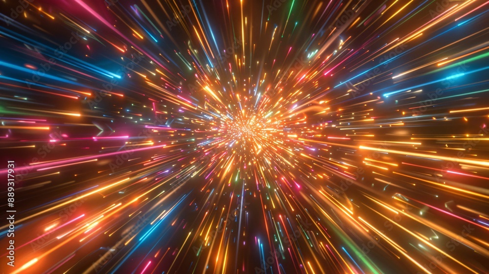 Multicolored light streaks on dark background. Multicolored light streaks on dark background.