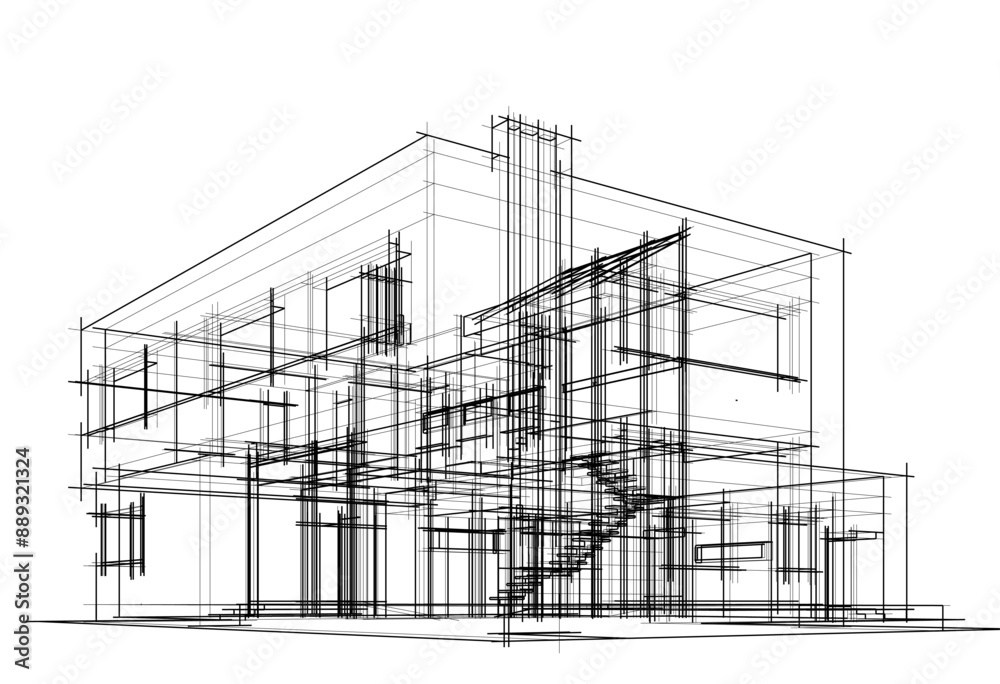 architectural sketch of a building architectural sketch of a building