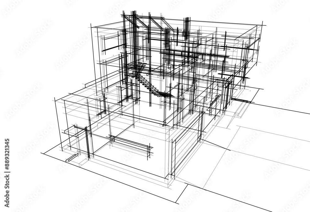 architectural sketch of a building architectural sketch of a building