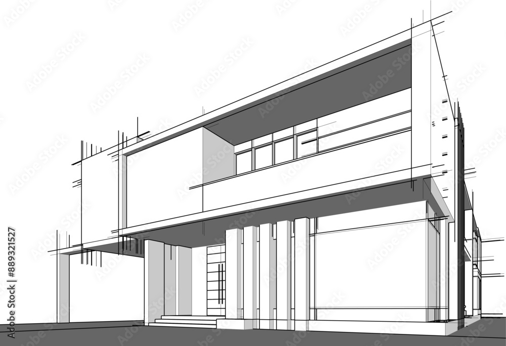 Architectural drawing vector 3d illustration Architectural drawing vector 3d illustration