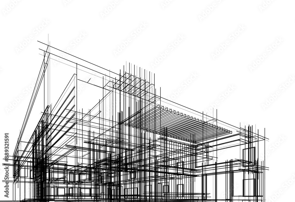 Architectural drawing vector 3d illustration Architectural drawing vector 3d illustration