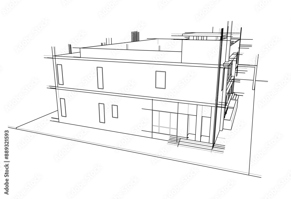 Architectural drawing vector 3d illustration Architectural drawing vector 3d illustration