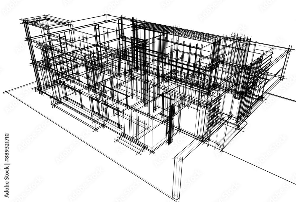 Architectural drawing vector 3d illustration Architectural drawing vector 3d illustration