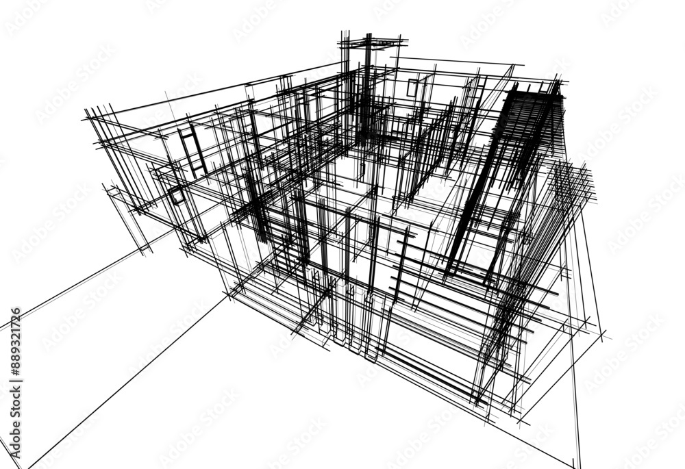 Architectural drawing vector 3d illustration Architectural drawing vector 3d illustration