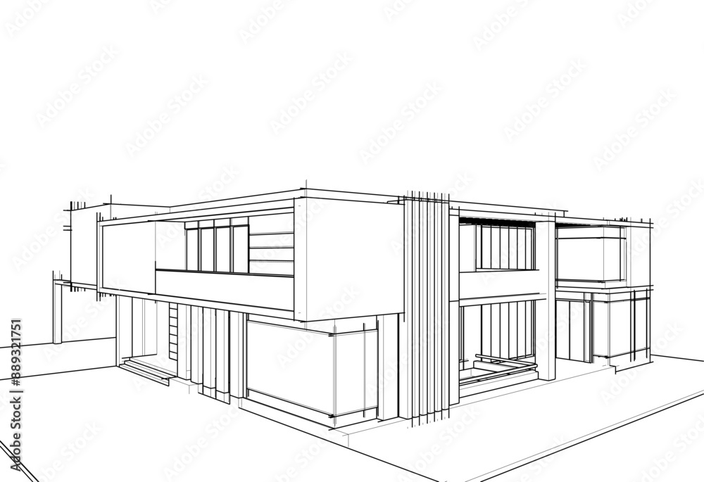 Architectural drawing vector 3d illustration Architectural drawing vector 3d illustration