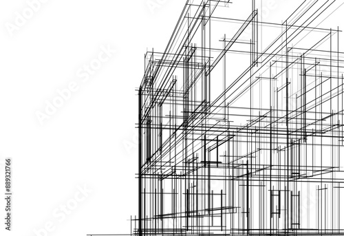 Architectural drawing vector 3d illustration