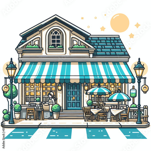 vector of restaurant with high detail in white background  