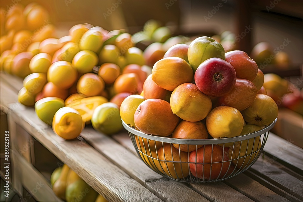 Salacca fruit in basket on wood background