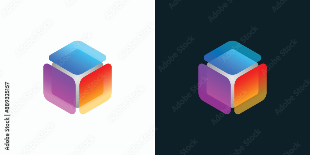 Glass cube vector logo design with modern, simple, clean and abstract style. Glass cube vector logo design with modern, simple, clean and abstract style.